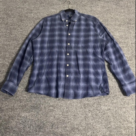 T.M.Lewin Other - T.M. Lewin Shirt Mens Medium Blue Plaid Brushed Cotton Button Down‎ Long Sleeve